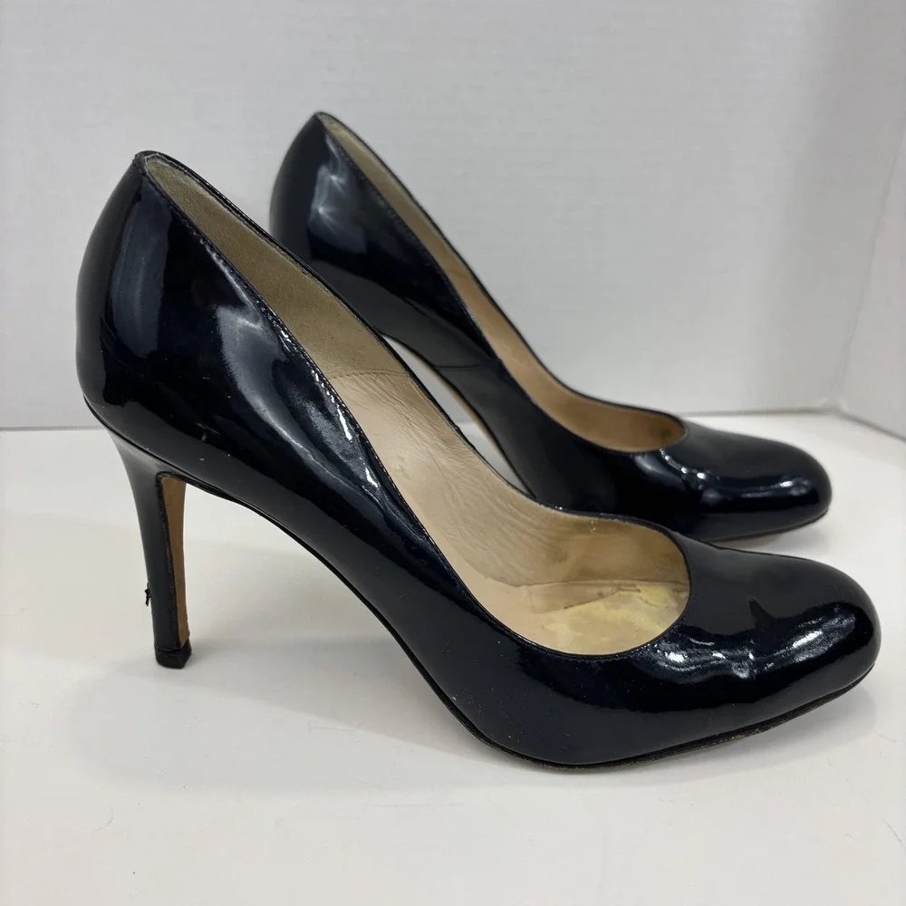 L.K. Bennett‎ Patent Leather Stiletto Pump Shoes Womens 40.5 / 9.5 Blue Spain
